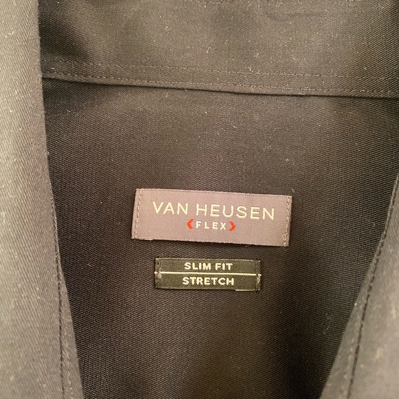 Van Heusen Black Slim Fit Stretch Long Sleeve Dress Shirt - Picture 4 of 6